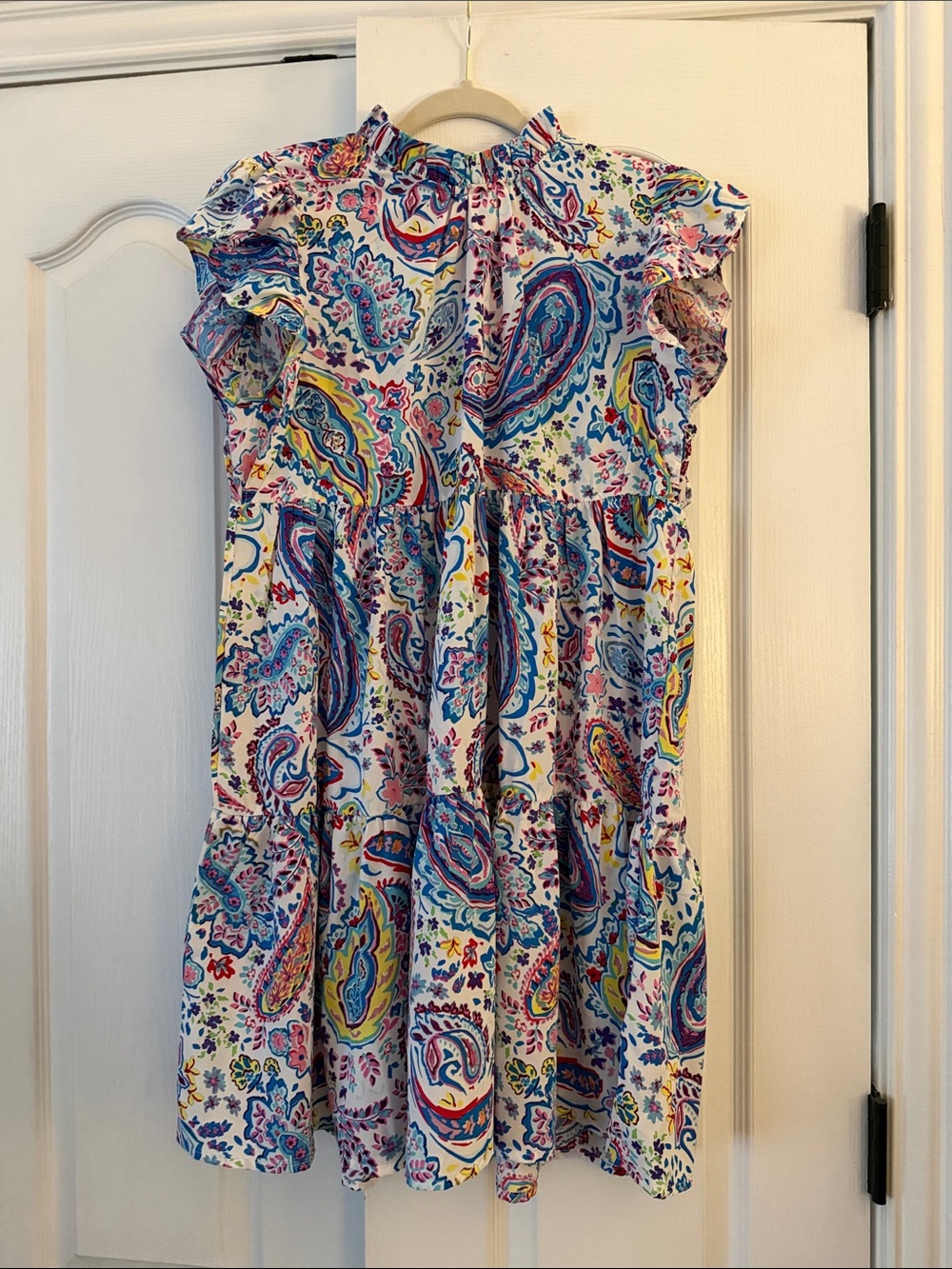 Multicolor Paisley Flutter-Sleeve Dress